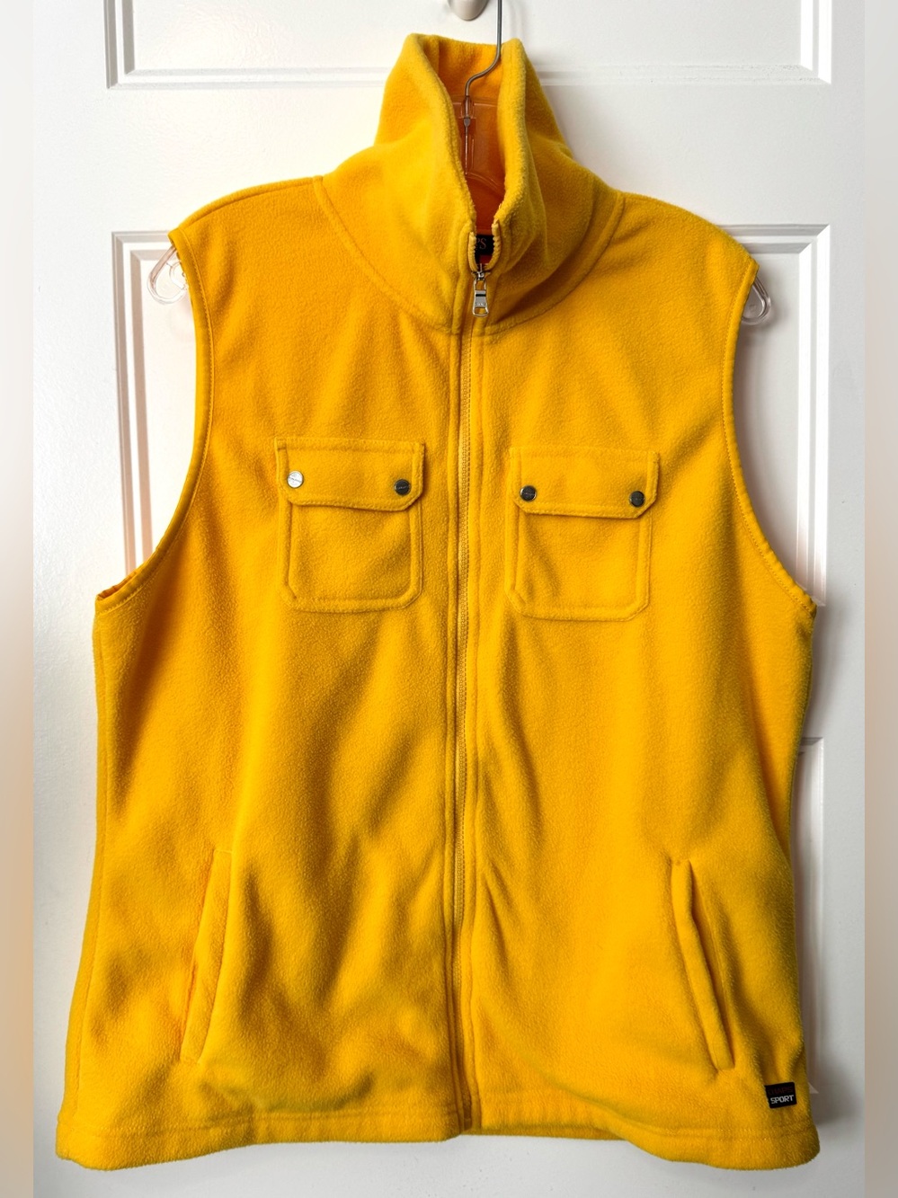 Chaps Sport Fleece Vest Yellow Full Zip Utility Pockets Women's XL